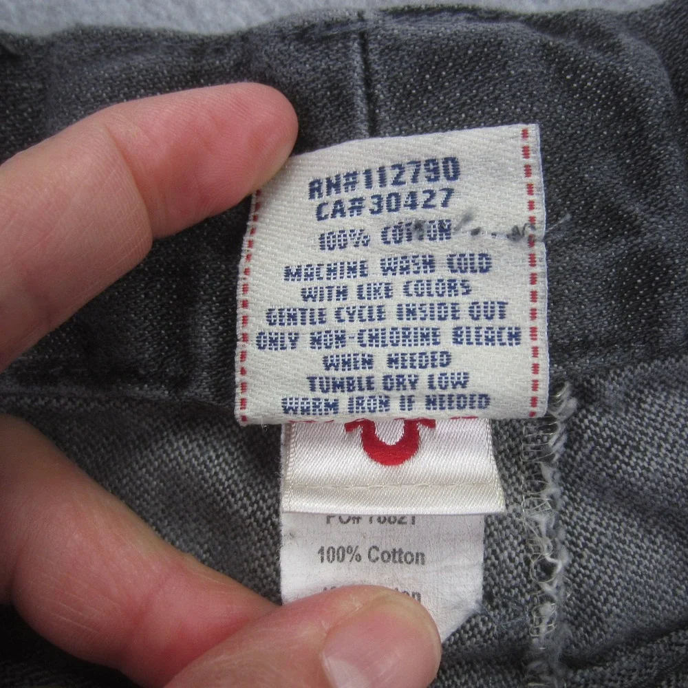 True Religion Jeans‎ Mens 32x30.5 Gray Ricky Straight Leg Flap Pocket Denim USA